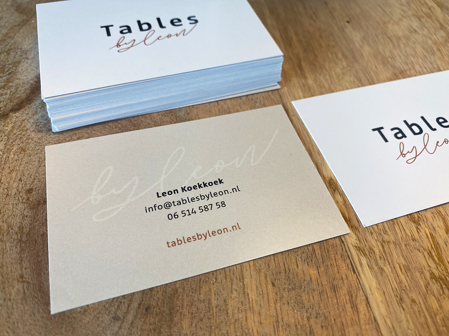 Visitekaartjes ontwerp en print voor Tables by Leon in Zevenaar
