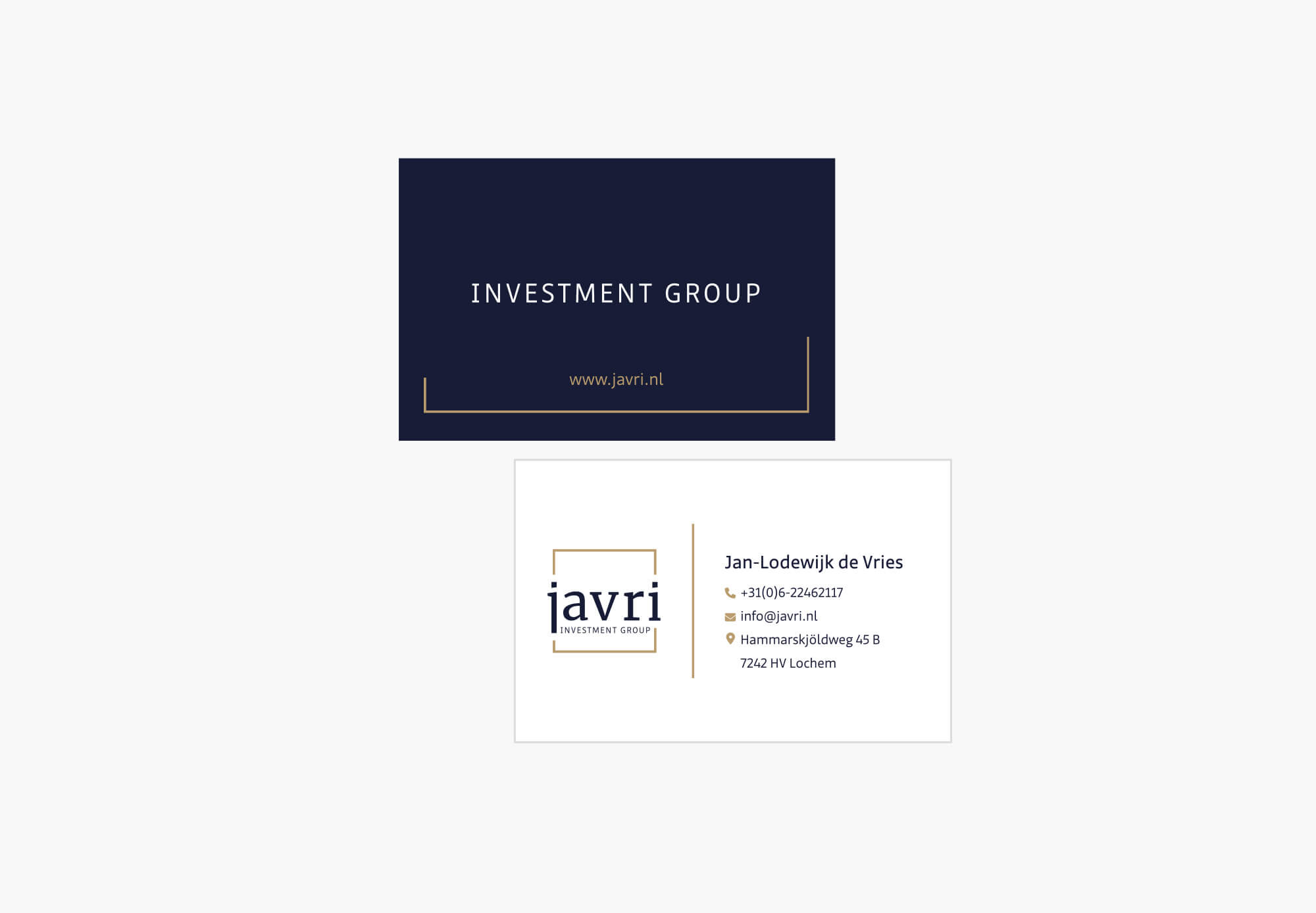 Visitekaartjes laten maken Javri Investment Group
